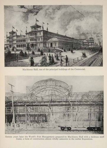 1928 print machinery hall 1893 chicago world&#039;s fair - original historic sky for sale