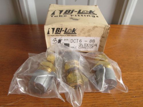 Lot of 3 bi-lok tube fittings male connector 3/8 x 1/2 mpt #dct 6-8b (rw-75) for sale
