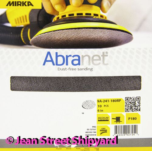 10 Pk Mirka Abranet 6 in Grip Mesh Dust Free Sanding Disc 9A-241-180RP 180 Grit