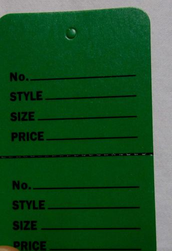 100 Dark GREEN Small (1.1/4 x1.7/8)Perforated Unstrung Consign Store price Tags