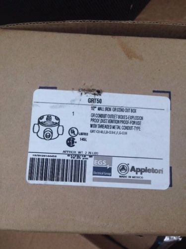 Appleton grt 50 1/2&#034; hub  explosion proof mall iron conduit outlet box junction for sale