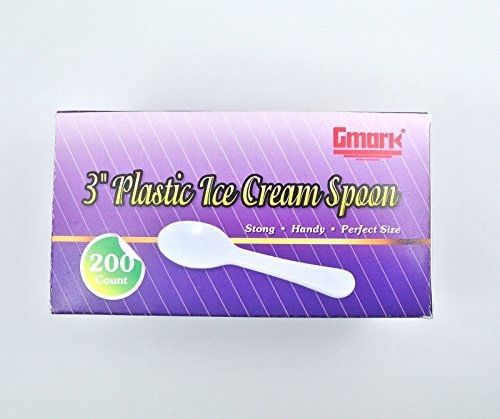 Gmark 3&#034; Tasting Spoons Plastic White 400pc, 2-Pack of 200pc, GM1002A