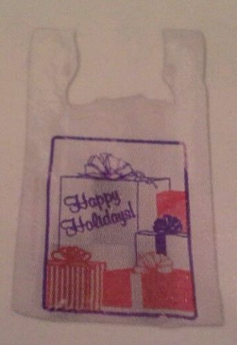 SHOPPING BAGS - HAPPY HOLIDAYS PLASTIC T-HANDLE BAGS 500pc