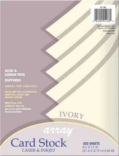 Array Pacon Card Stock, 8 1/2 inches by 11 inches, Ivory, 100 Sheets (101186)