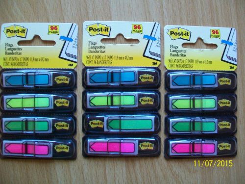 POST-it 3M 96 FLAGS arrow lot of 3 packs each 96 flags bright colors new