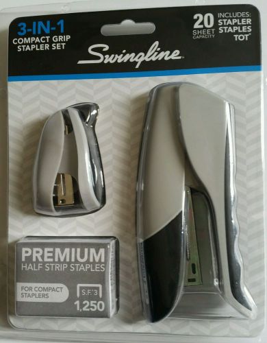 New Swingline Stapler 3-in-1 Compact Grip Stapler Set ( Cream)