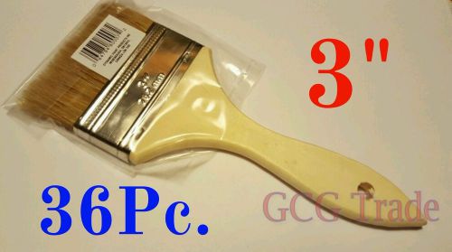 36 of 3 Inch Chip Brushes Brush 100% Pure Bristle Adhesives Paint Touchups