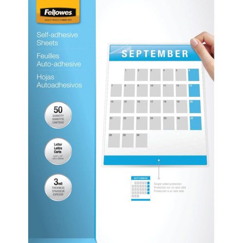 Fellowes Laminating Sheets Self Adhesive Letter Size 3 Mil 50/Pack (5221502)