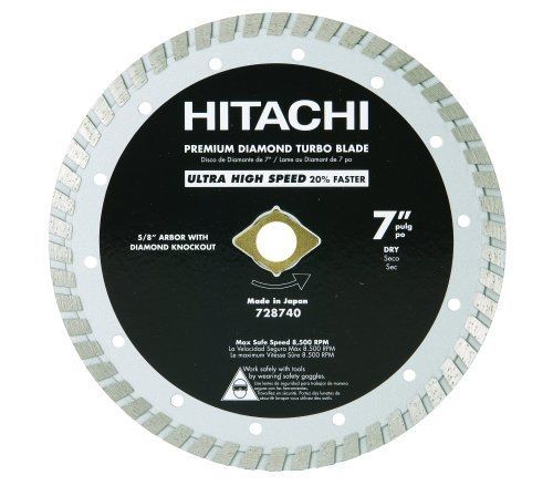 Hitachi 728740 7-Inch Dry Cut Turbo Diamond Saw Blade for Concrete and Masonry