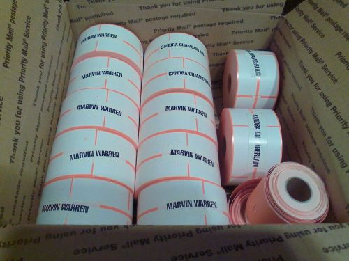 Orange Direct Thermal Consignment Style Tags -12 Rolls /1000 tags per roll