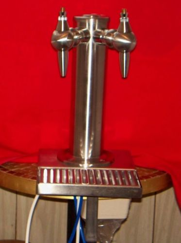 Portable Stainless Steel Double Faucet 3&#034; Tap Tower Draft Keg Beer Kegerator