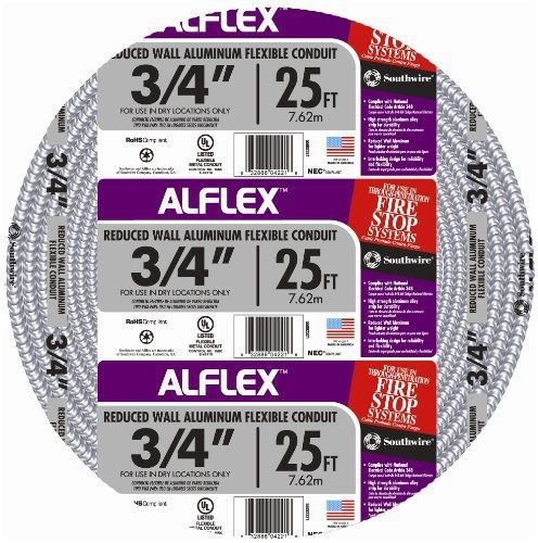 Southwire 55082321 25-Feet 3/4-Inch Alflex-Type RWA Reduced Wall Aluminum