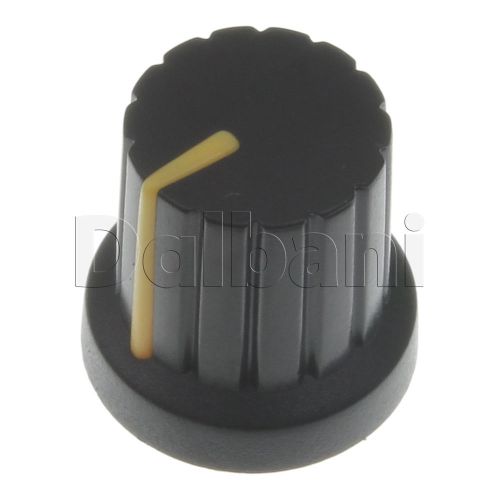 5pcs @$3 hj-117 new push-on mixer knob black with yellow stripe 6 mm plastic for sale