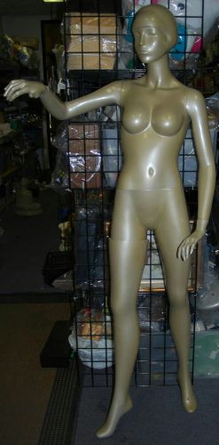 72&#034; FEMALE FULL BODY GOLD TONE ART DECO MOD STYLE MANNEQUIN