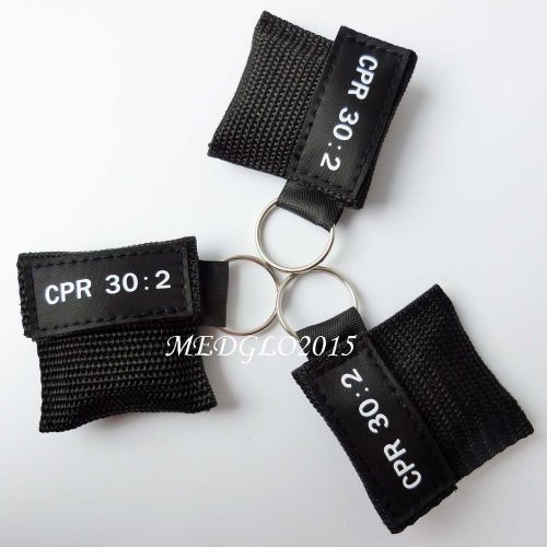 12x Black CPR Mask Keychain Face Shield key Chain Disposable imprinted CPR 30:2
