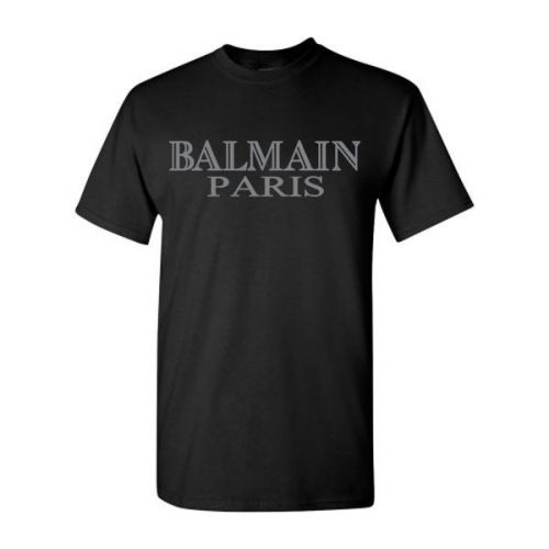 Hot item balmain h&amp;m flock print t-shirt tee black s,m,l,xl,xxl hm paris logo for sale