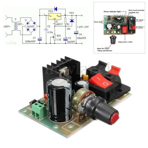1A LM317 Adjustable Voltage Regulator Power Supply Module Switch W/ AC/DC Input