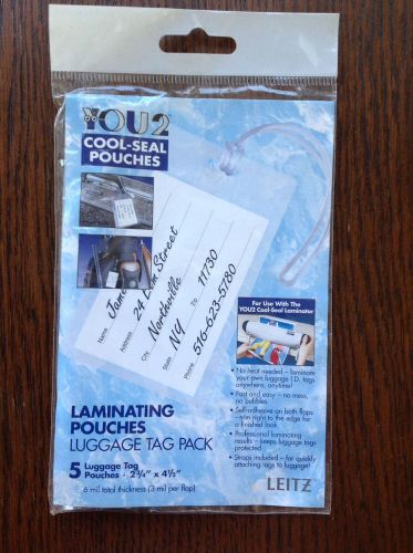 You2 Cool Seal Laminating Pouches 5 ea Luggage Tag Pack NO LAMINATOR NEEDED!