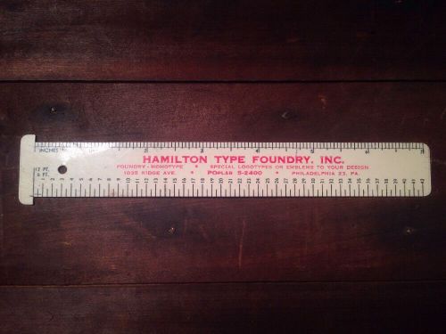 Hamilton Type Foundry, Inc. Ruler For Letterpress Printing Antique