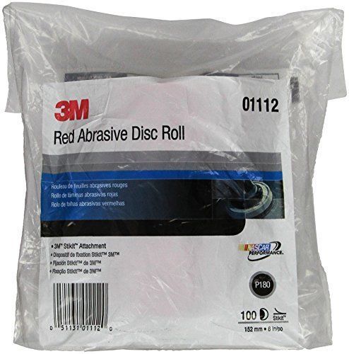 3M (1112) Red Abrasive Disc, 01112, 6 in, P180, 100 discs per roll