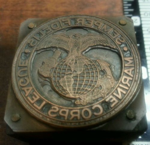 Semper Fidelis Marine Corps League Letterpress Printing Block - Copper Plated