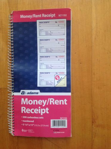 Money/ Rent Receipts by Adams 200 Carbonless Sets Numbered 5 1/4X11 Model SC1152