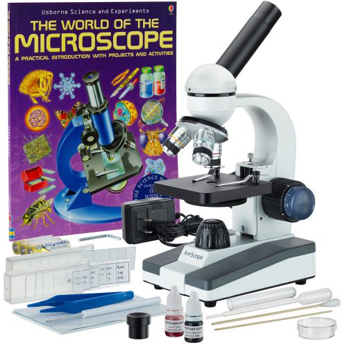 40x-1000x portable student microscope with slide preparation kit and book for sale