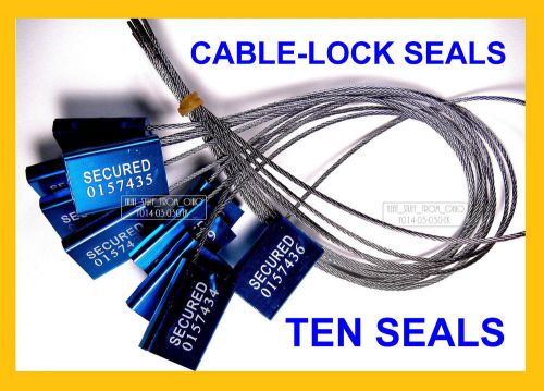 CABLE-LOCK SECURITY SEALS, CARGO / TANKER, DARK-BLUE, ALL-METAL, TEN SEALS