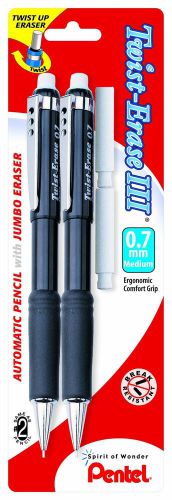 Pentel twist-erase iii automatic pencil with 2 eraser refills 0.7mm assorted ... for sale