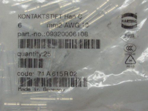 HARTING HAN C 6 mm2 AWG 10 MALE CRIMP CONTACT 09320006108