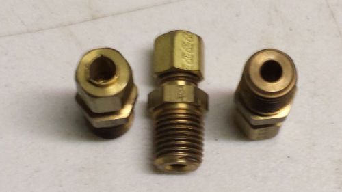 Lot of 19 Parker 1/4&#034; MNPT x 1/4 OD Tube Brass Connector-Align Compression-Male