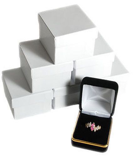 6 Black Velvet Ring Jewelry Gift Boxes With Gold Trim 1 7/8&#034; x 2 1/8&#034; x 1 1/2&#034;H