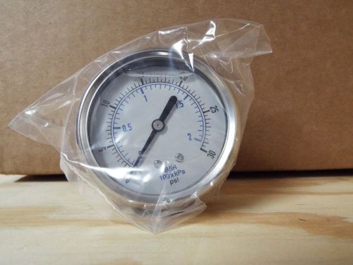0-30 psi/bar 2.5&#034; stainless brass center back mount pressure gauge for sale