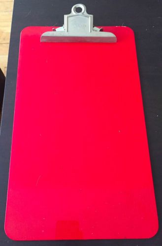 Vintage Service Chicago Red Plastic Clipboard Clip Board 15.5&#034; Long Legal Size