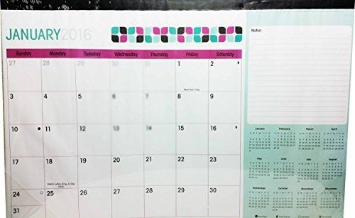 JOT 2016 Desk Calendar ~ Monthly Page Format Deskpad ~ 12 Month ~ 11&#034; X 17&#034; Page