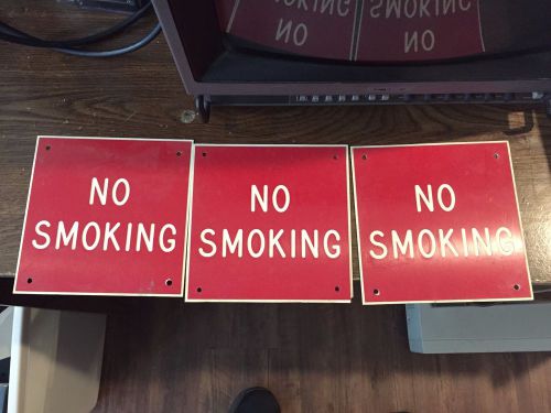 3 hard plastic &#034;No Smoking&#034; signs, cut plastic, red and white, commercial grade