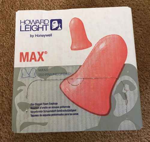 New howard leight max foam ear plugs, 500 pair nrr33/snr34 *free ship* for sale
