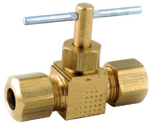 Anderson metals 759106-04 1/4-inch  by 1/4-inch  straight needle valve, brass for sale