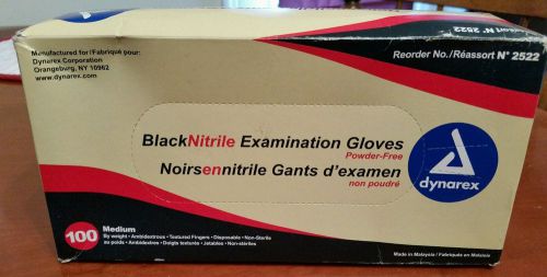 Dynarex Black Nitrile Exam Gloves, Powder Free, Medium, Box/100