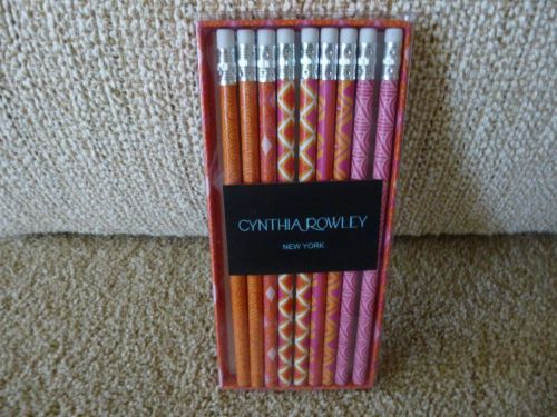 Nine Designer Pencils with Erasers by Cynthia Rowley New York