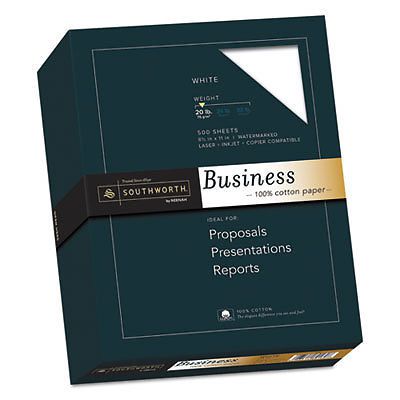 100% Cotton Business Paper, 20lb, 95 Bright, 8 1/2 x 11, 500 Sheets, 1 Box