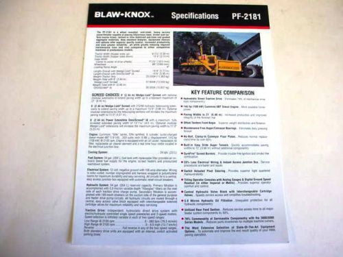 Blaw-Knox PF-2181 Paving Machine Color Brochure
