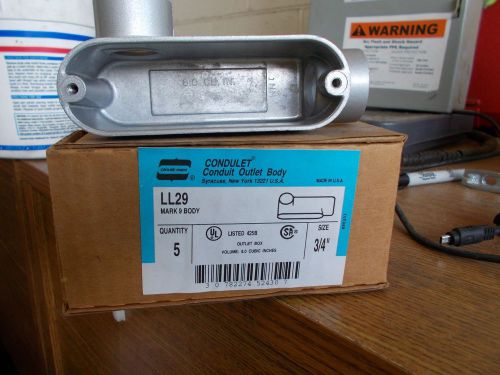 NEW BOX OF 5 CROUSE HINDS CONDUIT BODY 3/4&#034; LL29