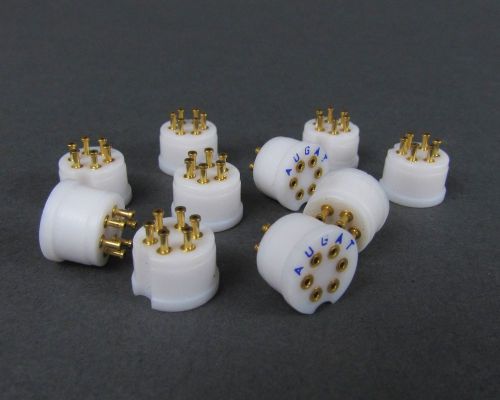Lot of 10 Augat Teflon Transistor Sockets - Gold, TO-5 Package, Turret Style