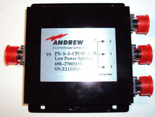 Andrew,S-3-CPUSE-L-N, 3 way low power splitter, 698-2700MHz