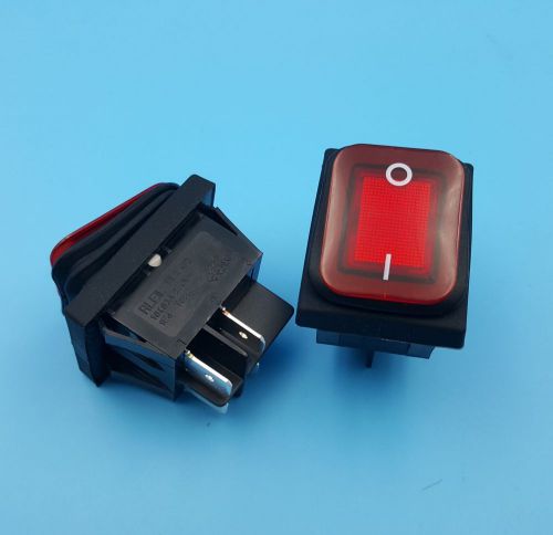 10Pcs Waterproof Red Lamp 4Pin Rocker Switch 2 Position ON-OFF DPST 10A/250V