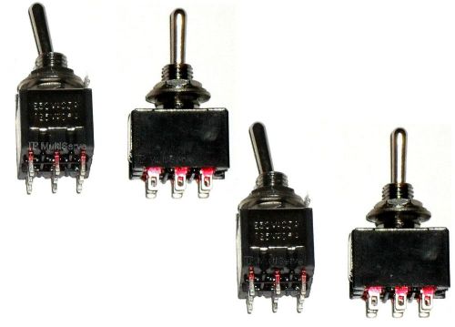 Lot of 4 ON/ON 3PDT Miniature Toggle Switch Three Pole Double Throw