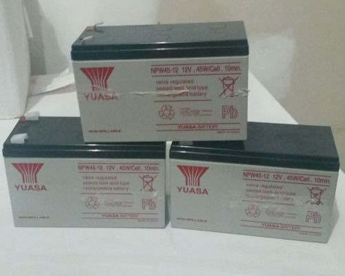 Lot of 3 Yuasa NPW45-12 Rechargeable Battery 12V
