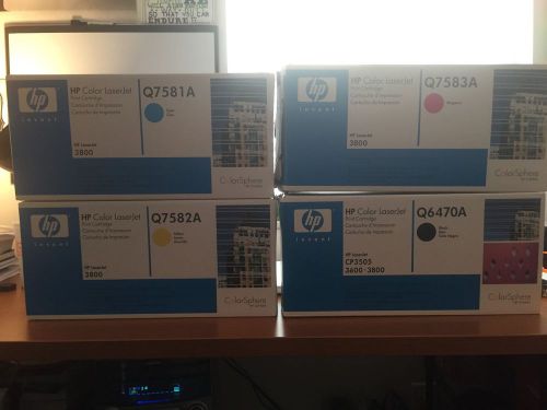 NEW HP CYAN, MAGENTA, YELLOW &amp; BLACK TONER CARTRIDGES LASER JET 3800