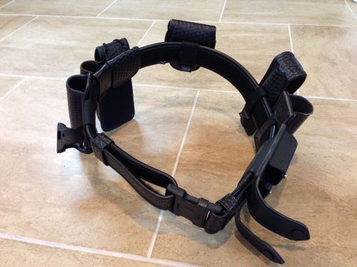 Bianchi black accumold leather duty belt w/ safariland attachments size 40-46&#034; for sale